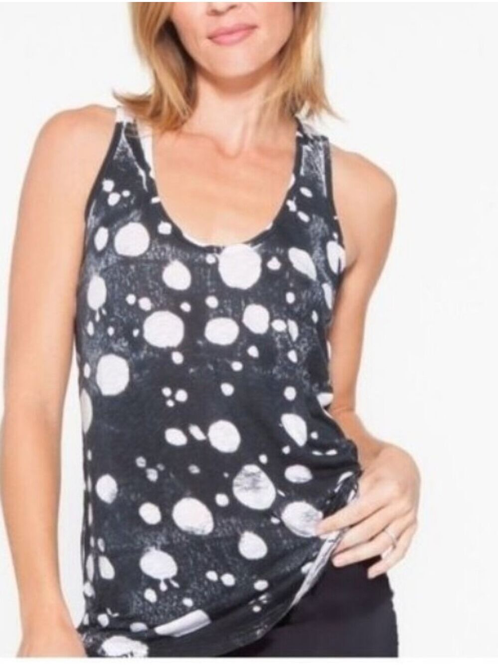 Om Girl Rare Mindful Burnout Celestial Splatter Spotted Racer Back Tank Top XS